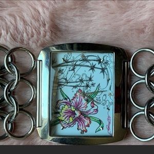 Ed Hardy. Lily flower. Circle link band.